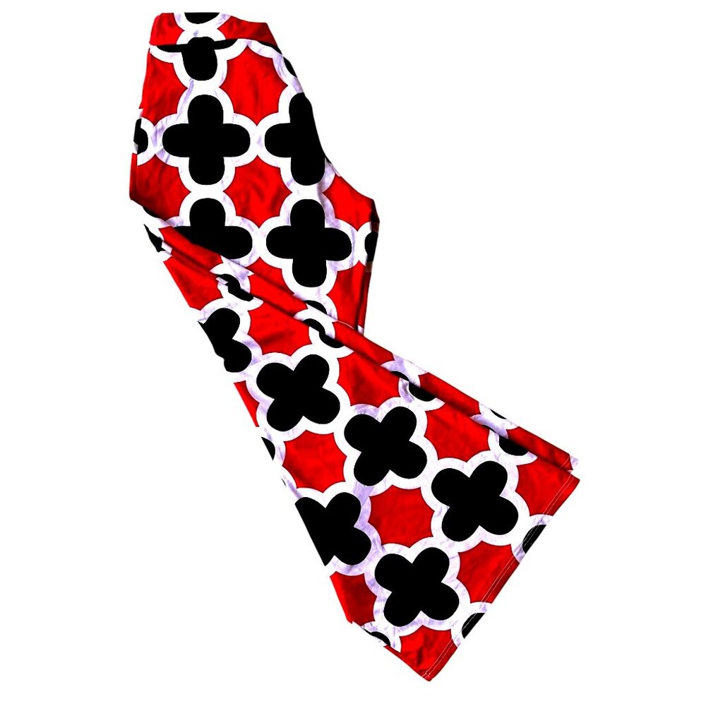Polly Wolly Doodle Pants XL Red Black White Wide Legs Elastic Stretch Hi… - Picture 8 of 12